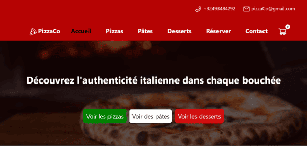 Interface: page d'accueil de l'application